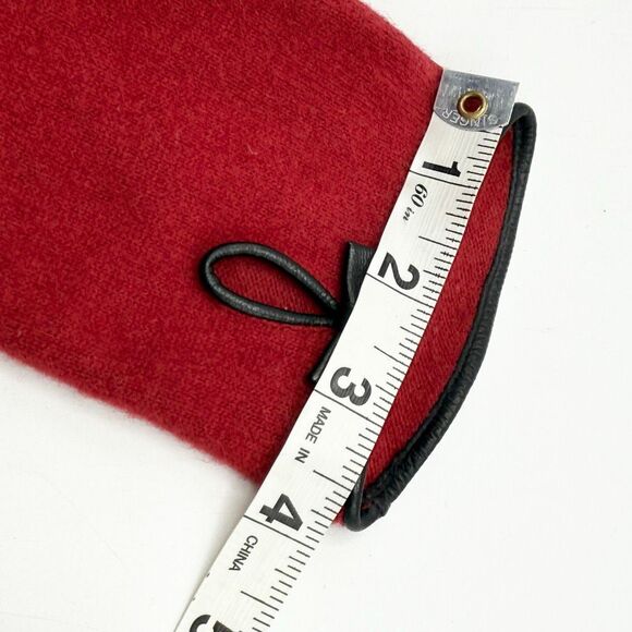 Dillard’s One Vintage Red Lambswool Cashmere Blend Driving Gloves Keyhole Bow - Picture 6 of 8